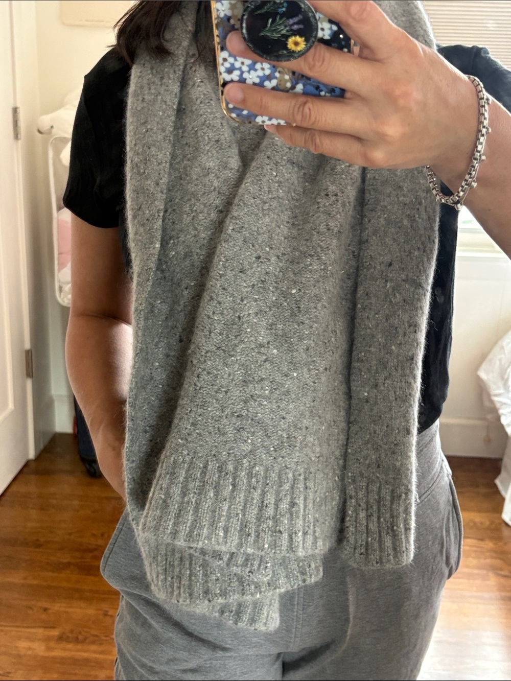 Max Mara cashmere Gray Long scarf 16” x 55”